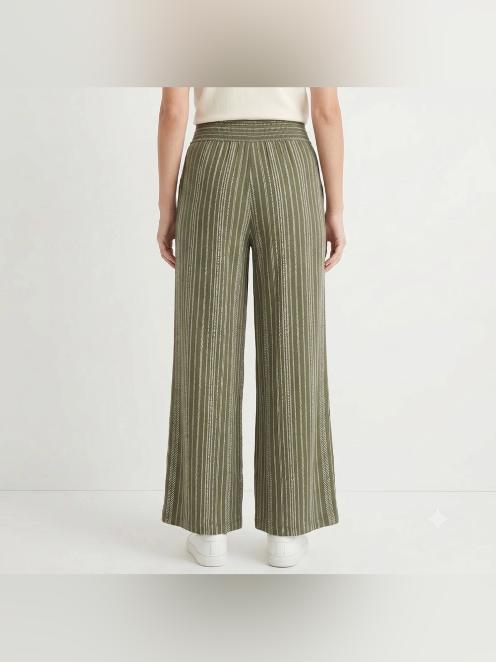 NWT Three Dots Olive Striped Wide Leg Knit Pants size XXL - Picture 2 of 9